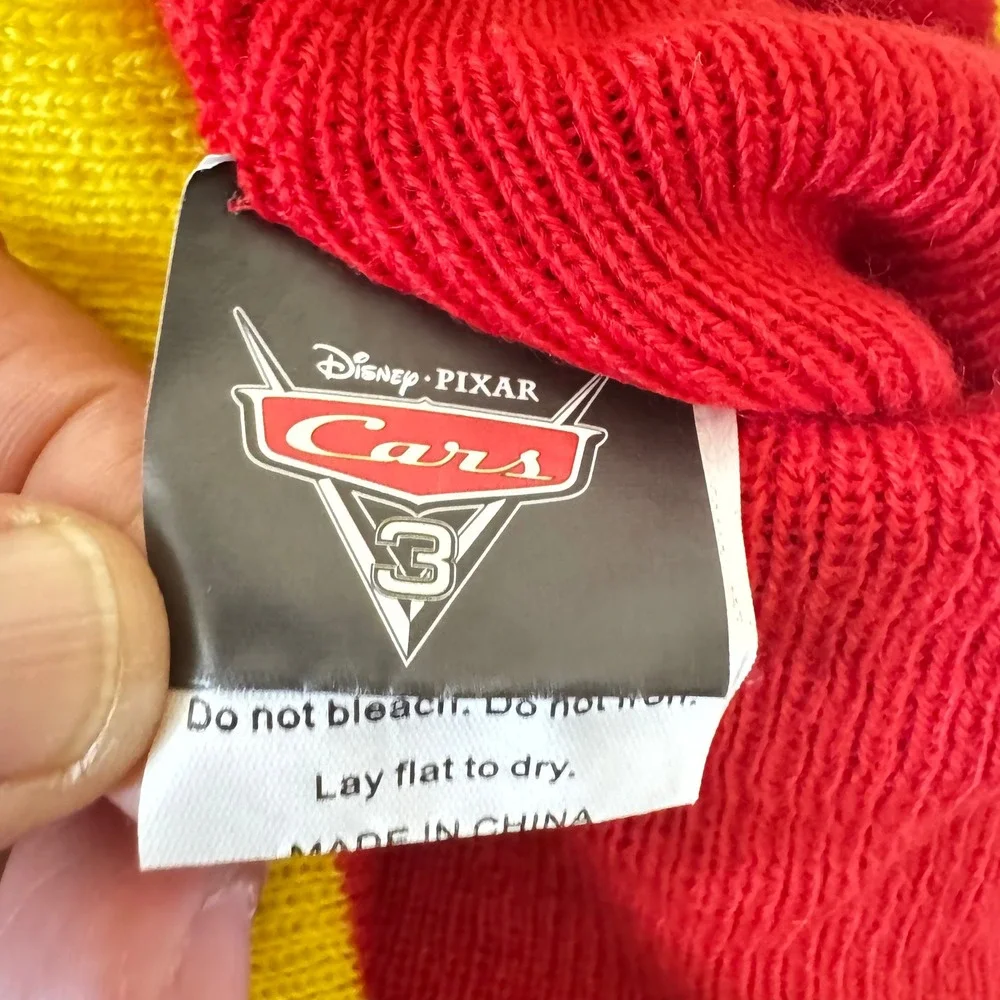 Disney Pixar Car 3 Lightning McQueen Red Knit Beanie Hat 95 ABG Accessories OSFM